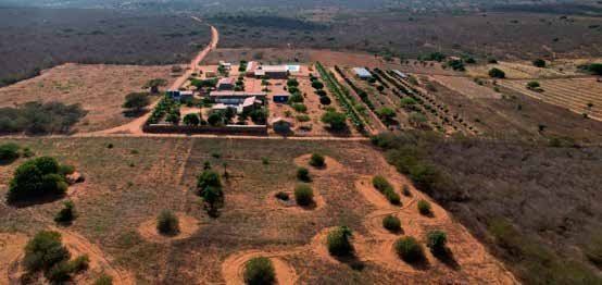 Vista aérea da pousada, publicada no relato da chegada ao Aconchego do Raso.